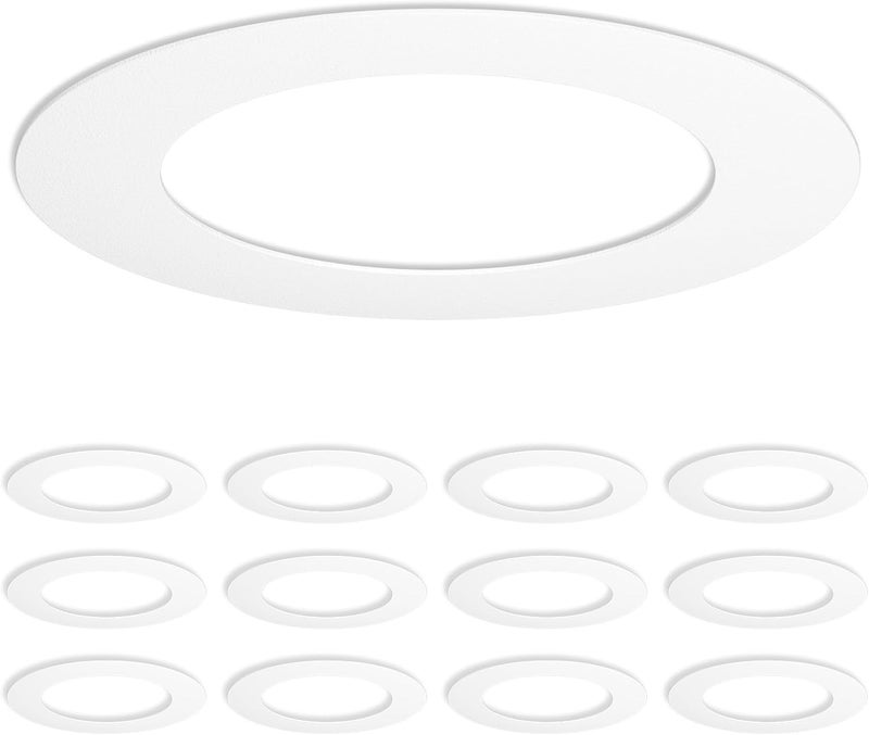 Amico 12 Pack Goof Rings for 6 Inch Recessed Lights, Can Light Trim Ring Cover, Outer Diameter 8.6-inch, Inner Diameter 6.2-inch, Durable Plastic Design, White - Image 1